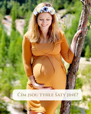 Nejsou to „těhotenské šaty“. Jsou to šaty, které s tebou drží krok. V těhotenství se přizpůsobí bříšku, po porodu pomůžou...